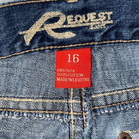 Request 100% cotton distressed straight leg jeans jr boys sz 16 - Picture 5 of 10